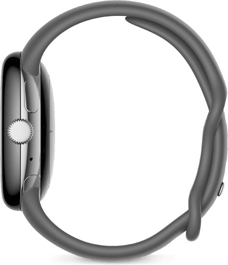 Google Pixel Watch Stainless Steel 41mm with Heart Rate Monitor (Polished Silver case/Charcoal Active band)