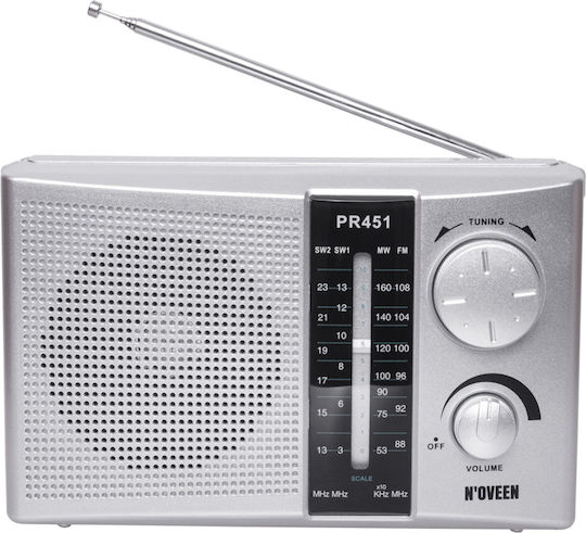 N'Oveen PR451 Portable Radio Electric / Battery Silver