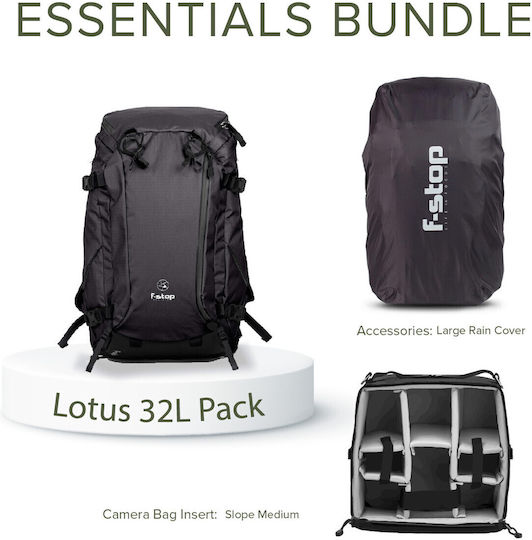 F-Stop Mountain Series Lotus 32L Essentials Bundle Τσάντα Πλάτης Φωτογραφικής Μηχανής Medium Μαύρη