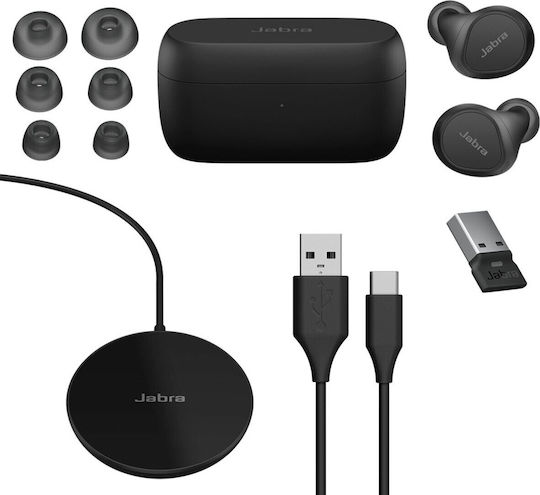 Jabra Evolve2 USB-A MS In-Ear Bluetooth-Freisprecheinrichtung Kopfhörer mit Schweißresistenz und Ladeetui Schwarz