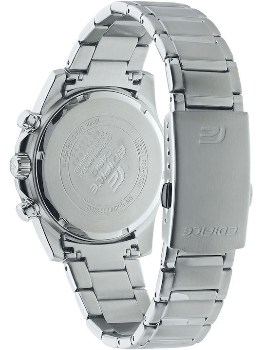 Casio Edifice Premium Men's Watch 45mm Chronograph Solar with Silver Metal Bracelet