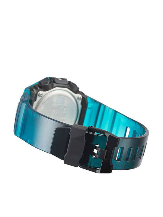 Casio G-shock Analog/Digital Men's Watch 46mm Chronograph Battery with Turquoise Rubber Strap