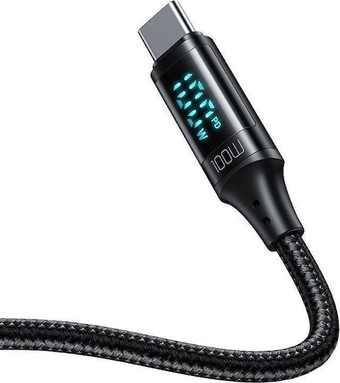 Mcdodo CA-1100 Braided / LED USB 2.0 Cable USB-C male - USB-C 100W PD Μαύρο 1.2m CA-1100