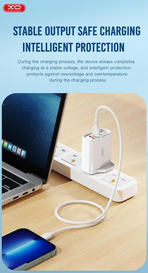 XO Φορτιστής Χωρίς Καλώδιο με 4 Θύρες USB-A Quick Charge 3.0 Λευκός (L100)
