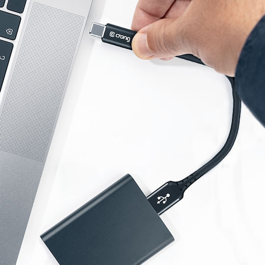 Crong Armor Link Cablu USB 2.0 Braided USB-C Masculin - USB-A 60W PD Negru 0.25m CRG-AL025USAC-BLK