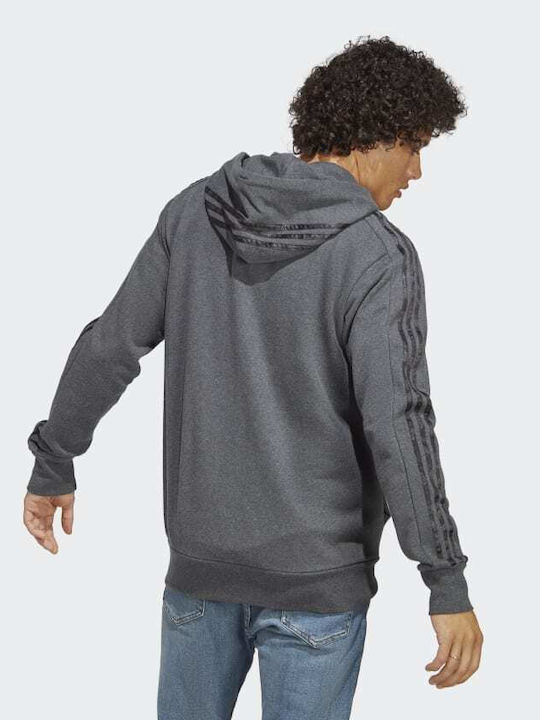 Essentials 3-Stripes Hoodie Cardigan Gray