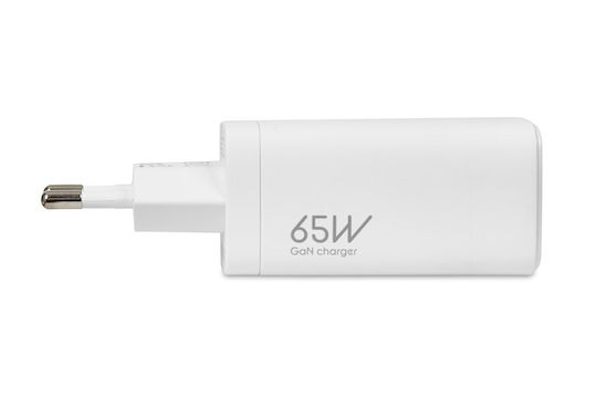 iBox Incarcător Fără Cablu GaN cu Port USB-A și 2 Porturi USB-C 65W Alb