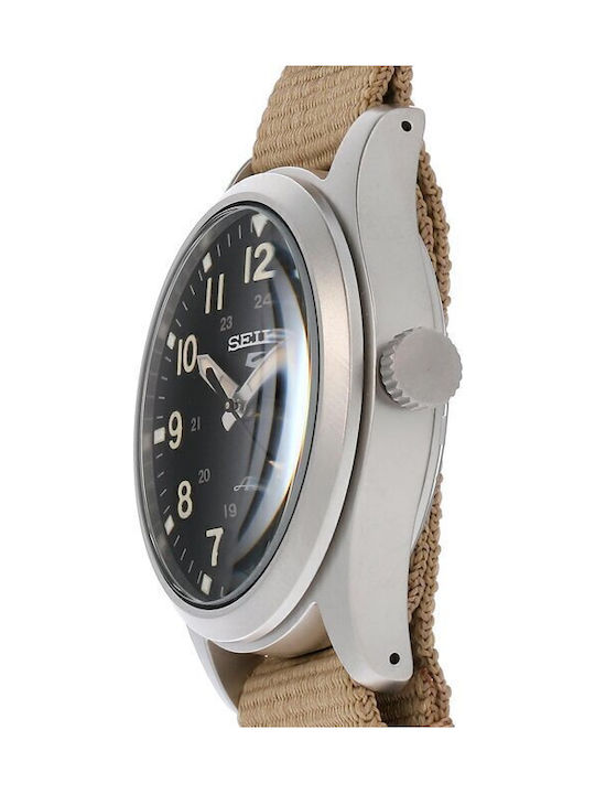Seiko 5 Sports Field Sports Style Мъжки Часовник 39.4мм Автоматичен с Кафяв Текстилна Каишка