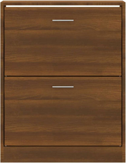 Holz Schuhschrank mit 2 Regalen Gelb L63xW24xH81cm