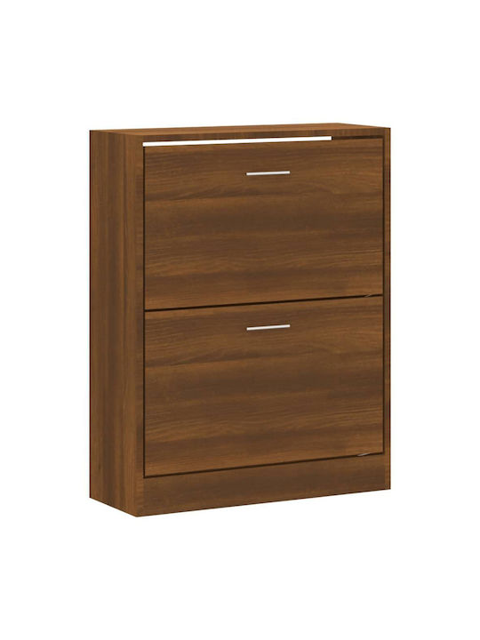 Holz Schuhschrank mit 2 Regalen Gelb L63xW24xH81cm