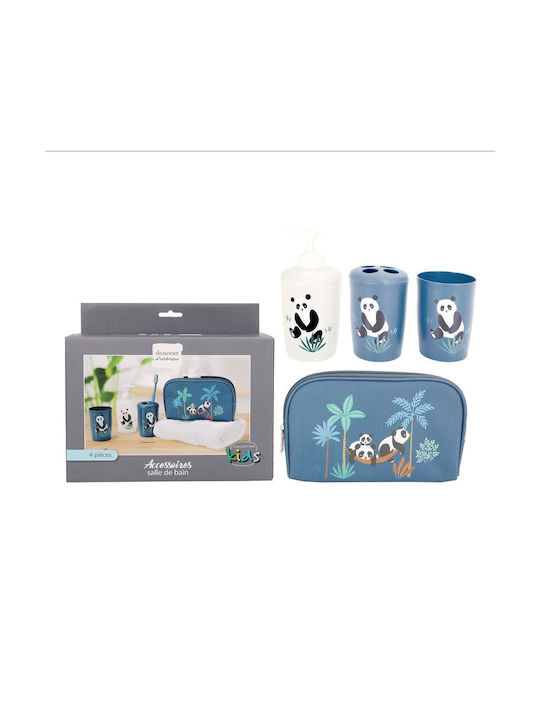Douceur d'Intérieur 1611777 Badezimmer-Accessoire-Set Kunststoff Blau 4Stück
