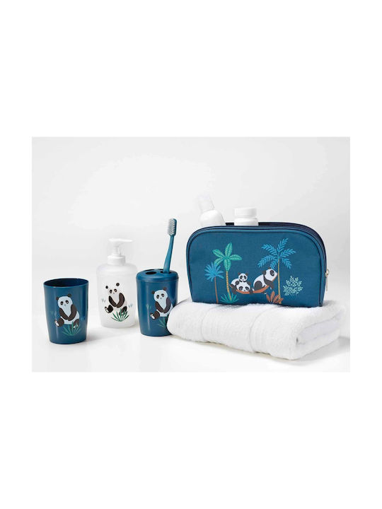 Douceur d'Intérieur 1611777 Badezimmer-Accessoire-Set Kunststoff Blau 4Stück