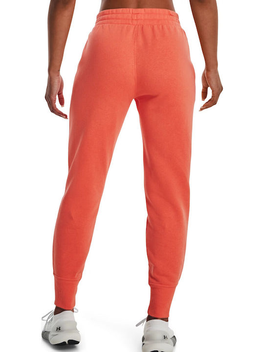 Under Armour Rival Women's Jogger Sweatpants Orange Fleece