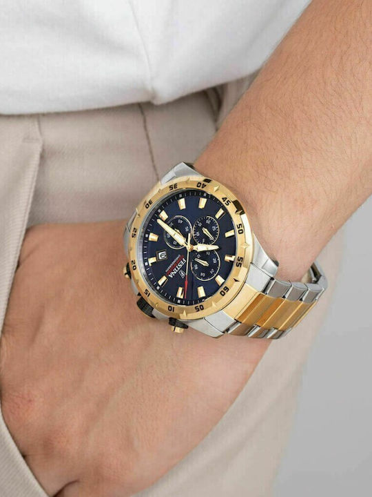 Festina Men's Watch 44mm Chronograph Battery with Gold Metal Bracelet