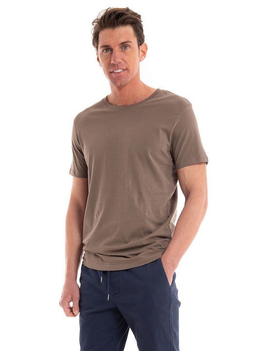 Jack & Jones T-shirt Bărbătesc cu Mânecă Scurtă Dark Beige