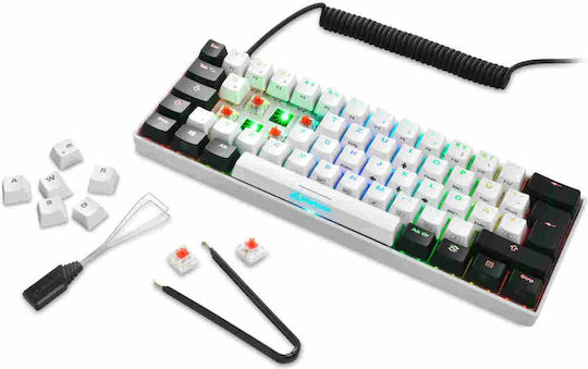 Sharkoon Skiller SGK50 S4 Gaming Mechanical Keyboard 60% with Kailh Red switches and RGB lighting (English US) White