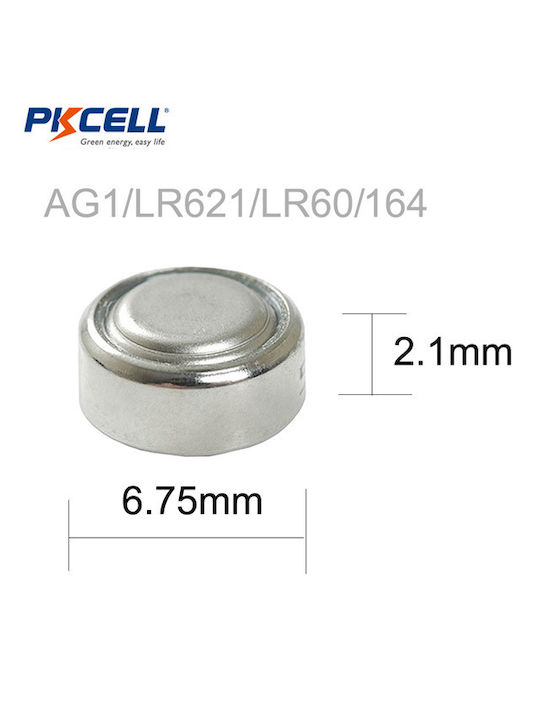 Pkcell AG1/LR621/364/164 LR621 Αλκαλικές Μπαταρίες Ρολογιών LR60 1.5V 10τμχ