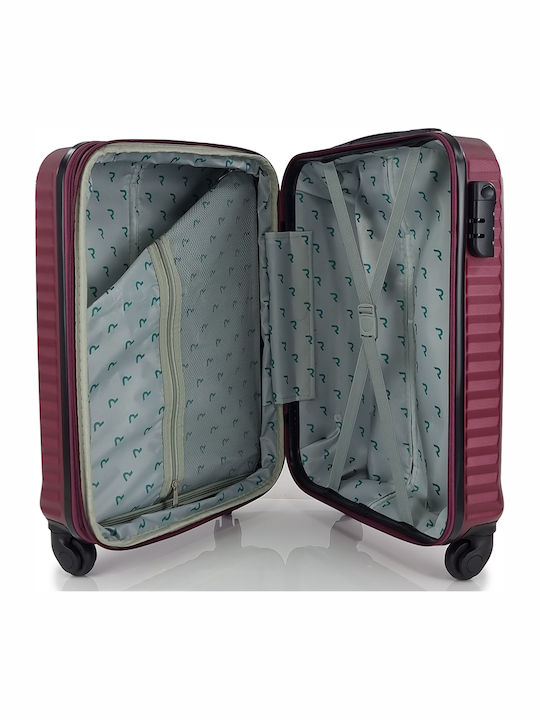 Rain Cabin Hard Burgundy Suitcase with 4 Wheels Height 55cm
