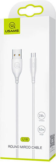 Usams US-SJ268 Редовна USB 2.0 до микро USB кабел Бял 1м 1бр