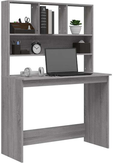 Schreibtisch Holz mit Bücherregal Gray 102x45x148cm