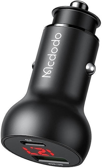 Mcdodo Car Charger 45W With Ports 1xUSB 1xType-C Black Colour