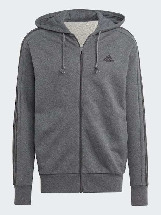 Essentials 3-Stripes Hoodie Cardigan Gray