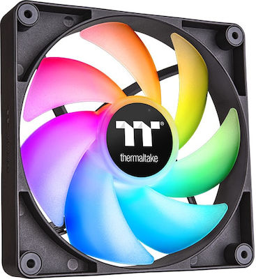 Thermaltake CT140 Sync PC Gehäuselüfter mit ARGB Beleuchtung und Verbindung 3-polig / 4-Pin PWM 2Stück Schwarz