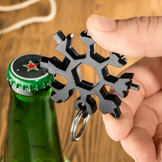 Gadget Master Snowflake Multi-tool Keychain Black in Sheath