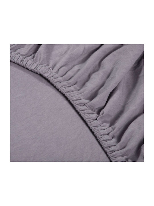 Nef-Nef Homeware Sheet Super-Double with Elastic 160x200+30cm. Jersey 726 Light Gray