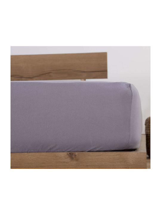 Nef-Nef Homeware Sheet Super-Double with Elastic 160x200+30cm. Jersey 016712 726 Light Gray