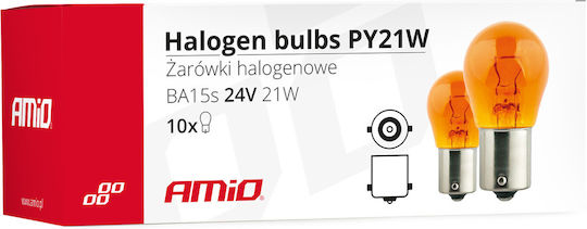 AMiO Λάμπες Αυτοκινήτου P21W Πορτοκαλί 24V 21W 10τμχ /AM