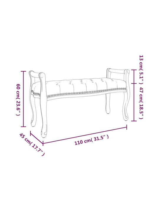 Stoff-Tabouret Mit Grau Gepolstert 110x45x60cm
