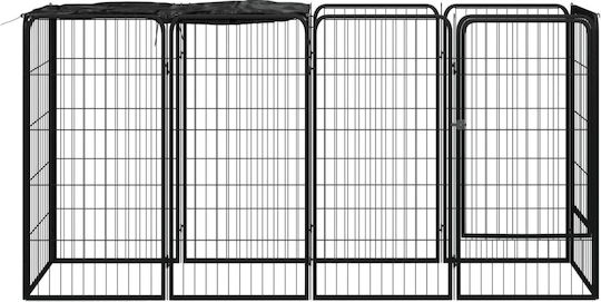 vidaXL Parc Pliabil Metalic Pentru Câini Cu 10 Panouri 200x50x100cm Negru
