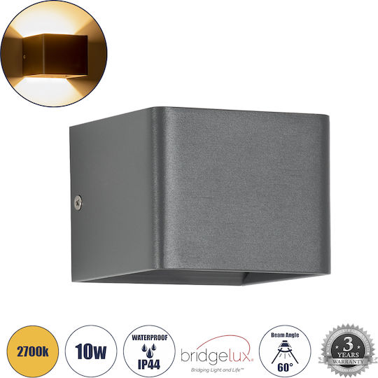 GloboStar Circoa Επιτοίχια Εξωτερική Πλαφονιέρα LED IP44 10W με Θερμό Λευκό Φως Διπλής Δέσμης 10x8x10εκ.