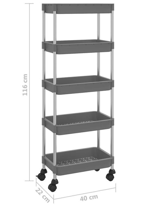 vidaXL vidaXL Metallisches Küchenwagen Mit 5 Ebenen Grau 40x22x116cm