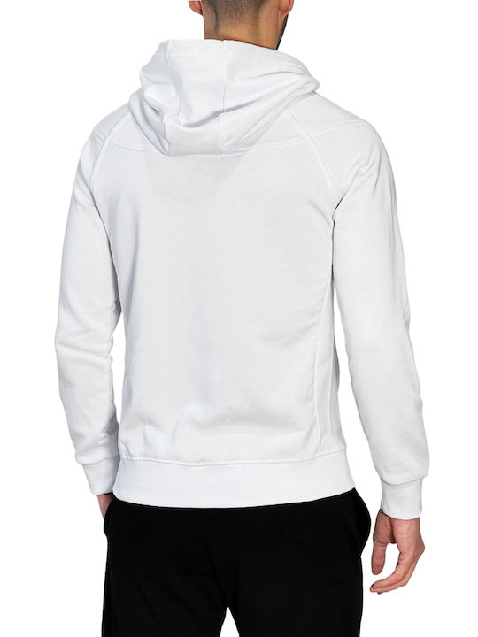 3Guys Nickolas Men's Sweatshirt Jacket with Hood and Pockets White