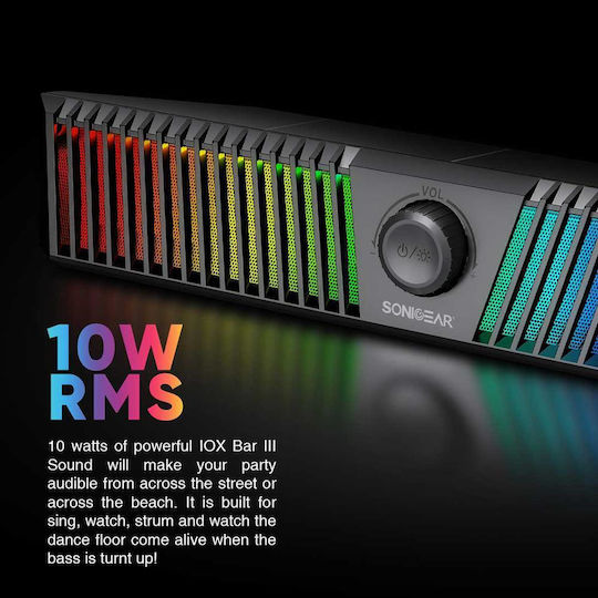 Sonic Gear Iox Bar 3 Difuzoare de Calculator 2.0 cu Iluminare RGB și Bluetooth Putere 10W în Negru Culoare