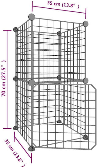 vidaXL Rodent Cage Pet Crate with 8 Panels & Door Black Steel Black 35x35x