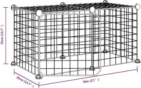 vidaXL Rodent Cage Pet Crate with 8 Panels & Door Black Steel Black 35x35x