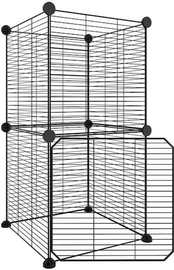 vidaXL Rodent Cage 8 Panel Pet Crate & Door Black Steel Black