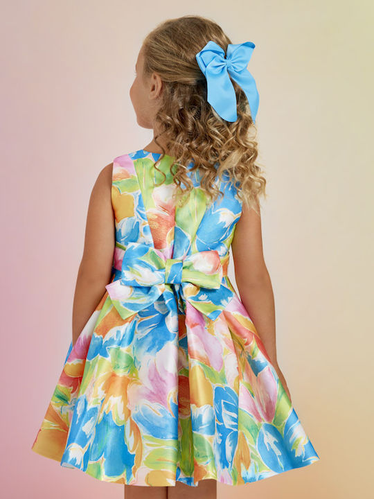 Children's Dress Sleeveless Tulle Floral Turquoise