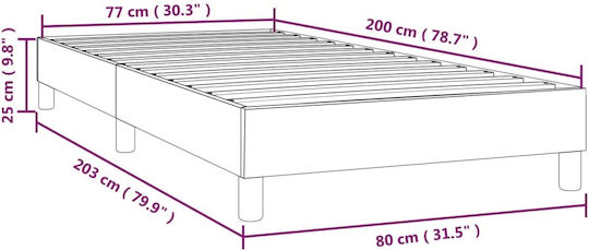 Betten Einzel mit Stoff in Hellgrau für Matratze 80x200cm