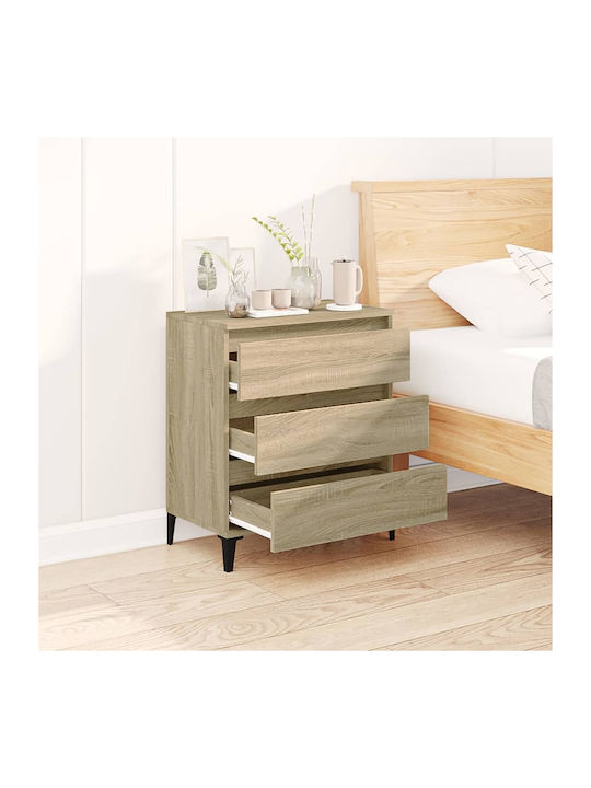 Wooden Chest of Drawers with 3 Drawers 60x35x70cm