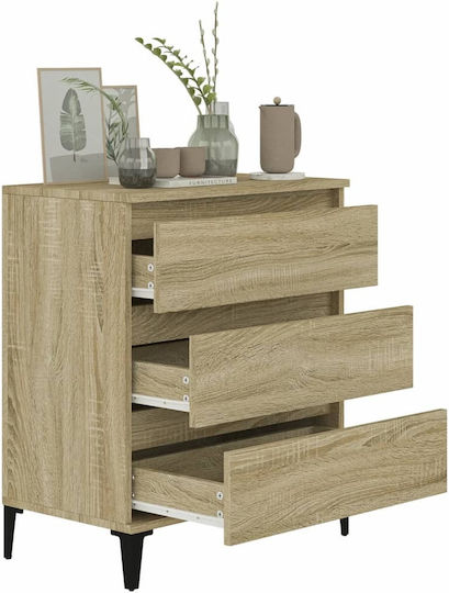 Wooden Bedroom Chest of Drawers with 3 Drawers 60x35x70cm
