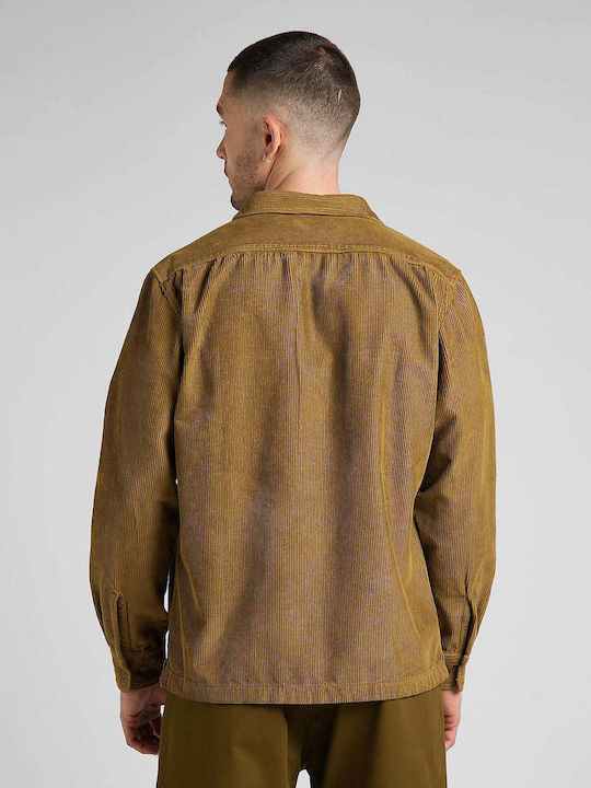 Lee Men's Shirt Overshirt Long Sleeve Corduroy Brown