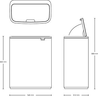 Brabantia Κάδος Bo Απορριμμάτων Πλαστικός Push Platinum 60lt