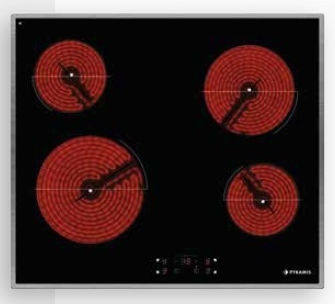Pyramis PHC61410IFB 174020040 Keramik-Kochfeld autonom Edelstahl mit Kindersicherung 58x51εκ.