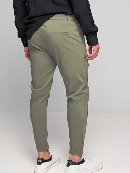 0398 Trousers Chino Elastic in Regular Fit Grey olive oil