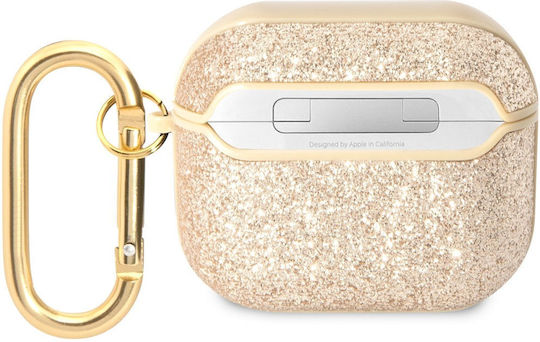 Guess Glitter Flakes Plastic Case with Keychain Gold for Apple AirPods 3