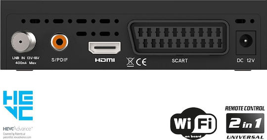 Edision Satellite Decoder Picco S2 Pro 01-07-0028 Full HD (1080p) DVB-S2 with PVR Recording Function and Built-in Wi-Fi in Black Colour